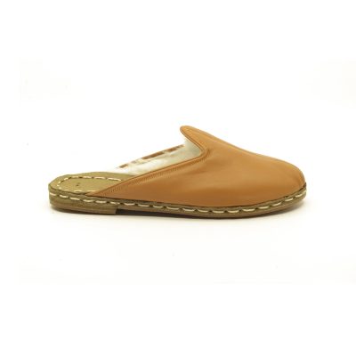 İçi Tüylü Mat Kahverengi Kapalı Kadın Yemeni Terliği
