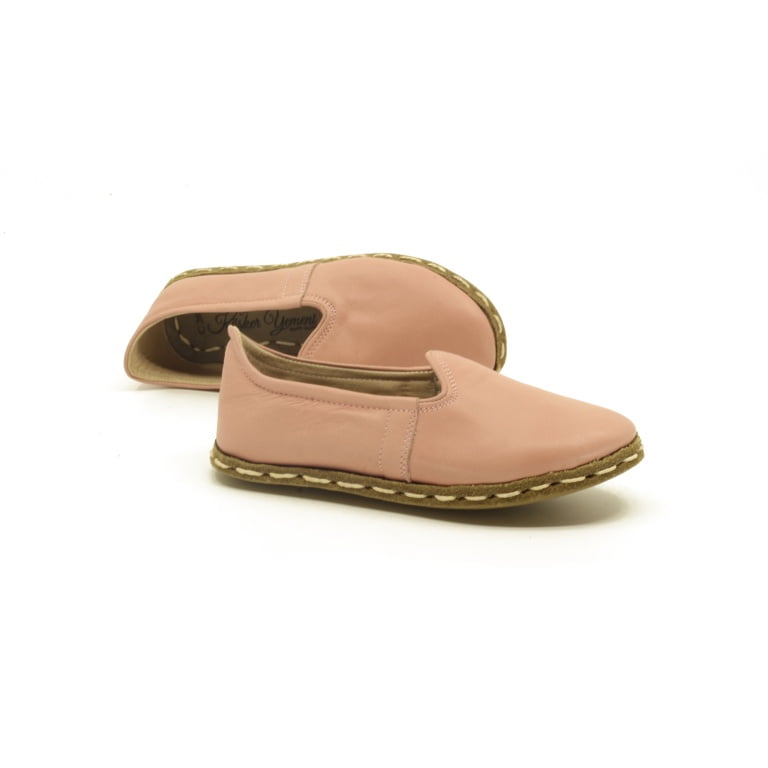 Açık Pembe Düz Dana Derisi Süet Çocuk / Bebek Yemeni Çarık - Görsel 3