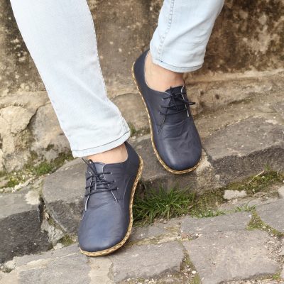 El Yapımı Barefoot Yalınayak Erkek Deri Bağcıklı Model, Lacivert
