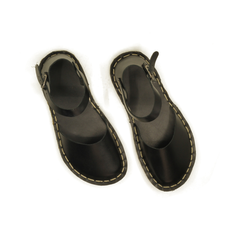 El Yapımı Barefoot Yalınayak Kadın Deri Sandalet Model, Siyah - Görsel 5