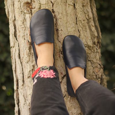 El Yapımı Barefoot Yalınayak Kadın Deri Taylan Model, Lacivert