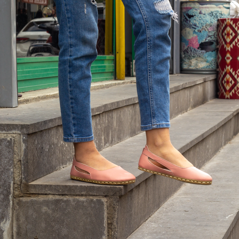 El Yapımı Barefoot Yalınayak Kadın Deri Beril Model, Şeker Pembe - Görsel 3