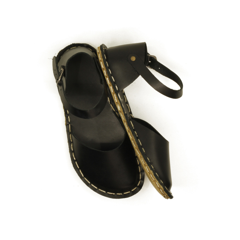El Yapımı Barefoot Yalınayak Kadın Deri Sandalet Model, Siyah - Görsel 4