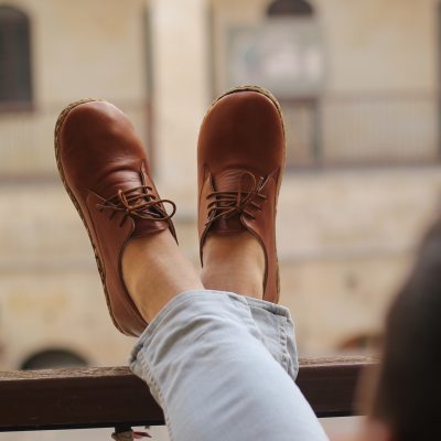 El Yapımı Barefoot Yalınayak Erkek Deri Bağcıklı Model, Otantik Kahve