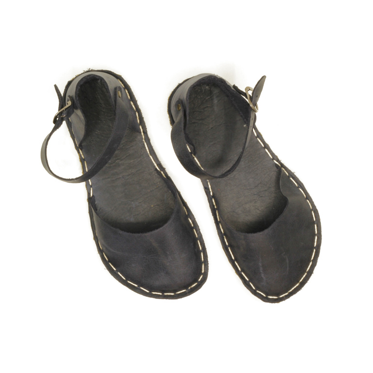 El Yapımı Barefoot Yalınayak Kadın Deri Sandalet Model, Lacivert - Görsel 5