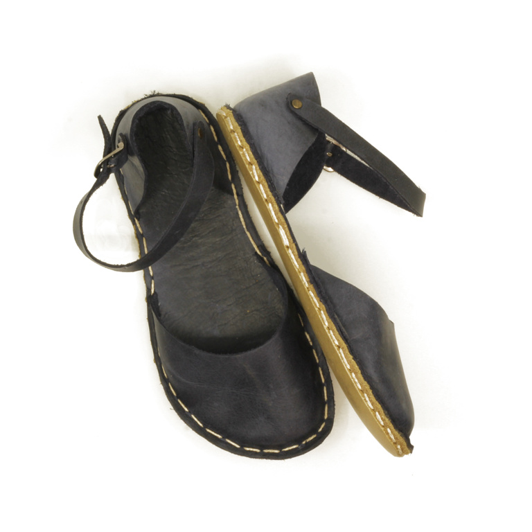 El Yapımı Barefoot Yalınayak Kadın Deri Sandalet Model, Lacivert - Görsel 4