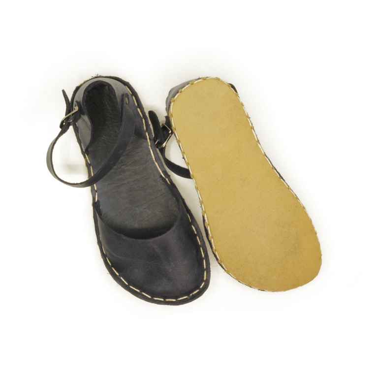 El Yapımı Barefoot Yalınayak Kadın Deri Sandalet Model, Lacivert - Görsel 3