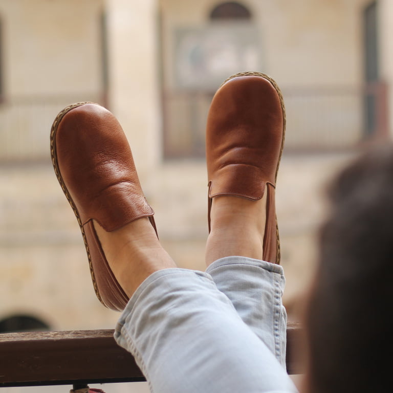 El Yapımı Barefoot Yalınayak Erkek Deri Taylan Model, Otantik Kahve - Görsel 6