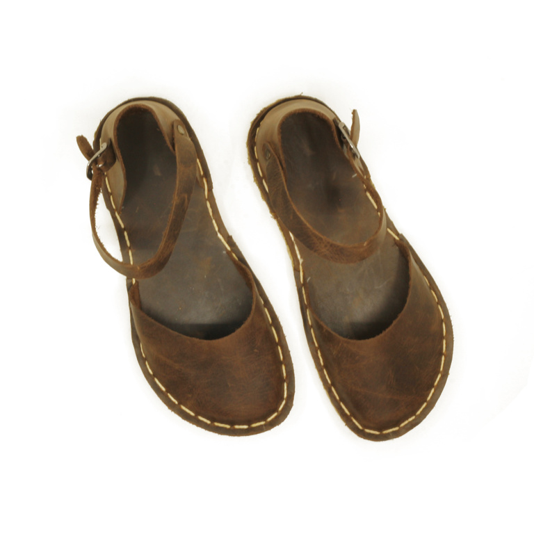 El Yapımı Barefoot Yalınayak Kadın Deri Sandalet Model, Klasik Kahverengi - Görsel 5