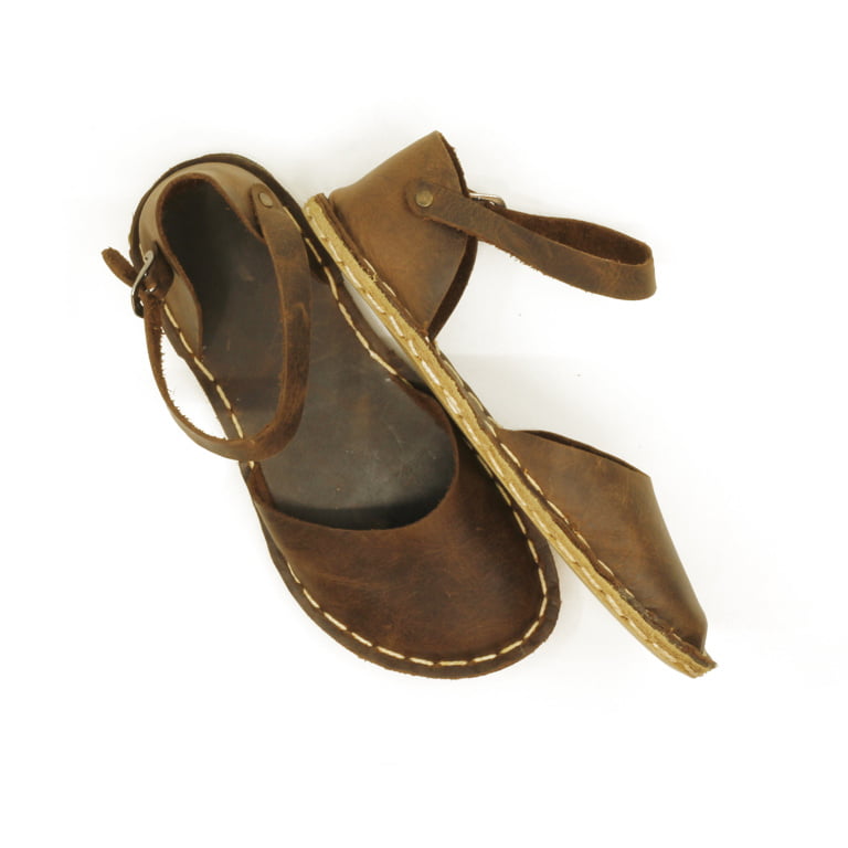 El Yapımı Barefoot Yalınayak Kadın Deri Sandalet Model, Klasik Kahverengi - Görsel 4