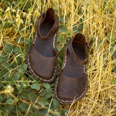 El Yapımı Barefoot Yalınayak Kadın Deri Sandalet Model, Klasik Kahverengi