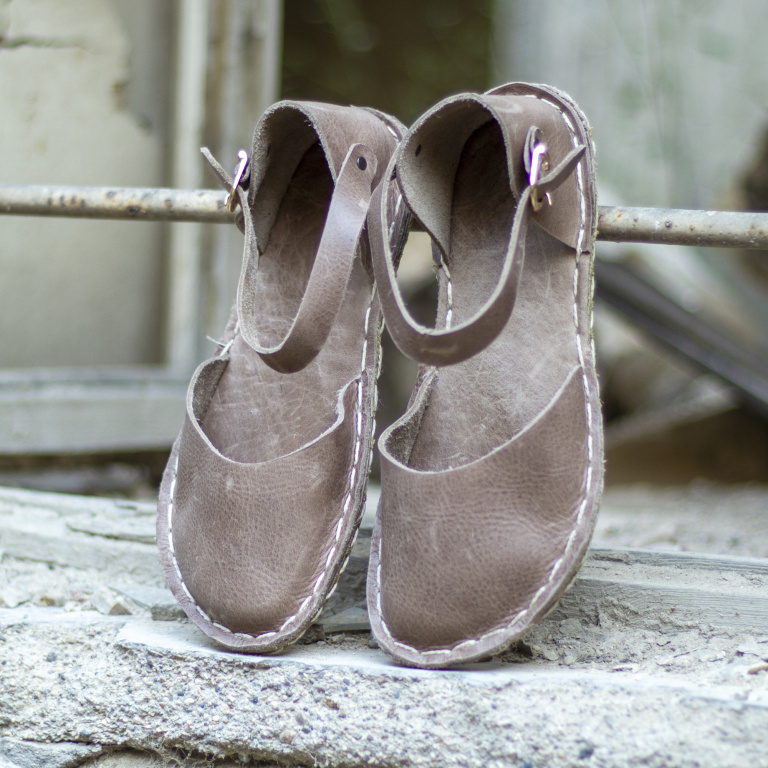 El Yapımı Barefoot Yalınayak Kadın Deri Sandalet Model, Bej - Görsel 2