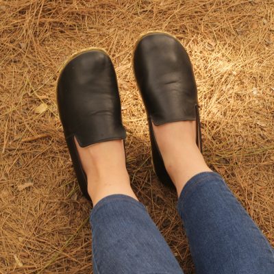 El Yapımı Barefoot Yalınayak Kadın Deri Taylan Model,Siyah