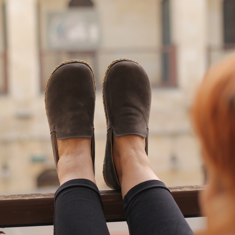 El Yapımı Barefoot Yalınayak Erkek Deri Taylan Model, Gri Nubuk - Görsel 2