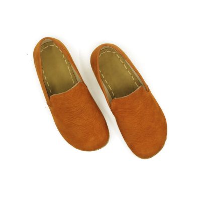 El Yapımı Barefoot Yalınayak Erkek Deri Taylan Model, Hardal Rengi