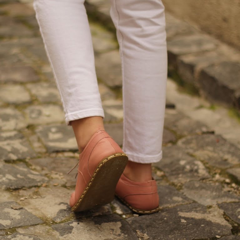 El Yapımı Barefoot Yalınayak Kadın Deri Sneakers Model, Şeker Pembe - Görsel 2