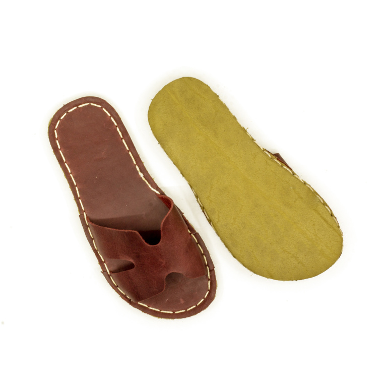 El Yapımı Barefoot Yalınayak Kadın Deri Aloha Terlik, Bordo - Görsel 2