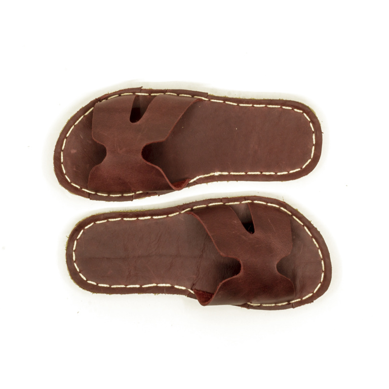 El Yapımı Barefoot Yalınayak Kadın Deri Aloha Terlik, Bordo - Görsel 4