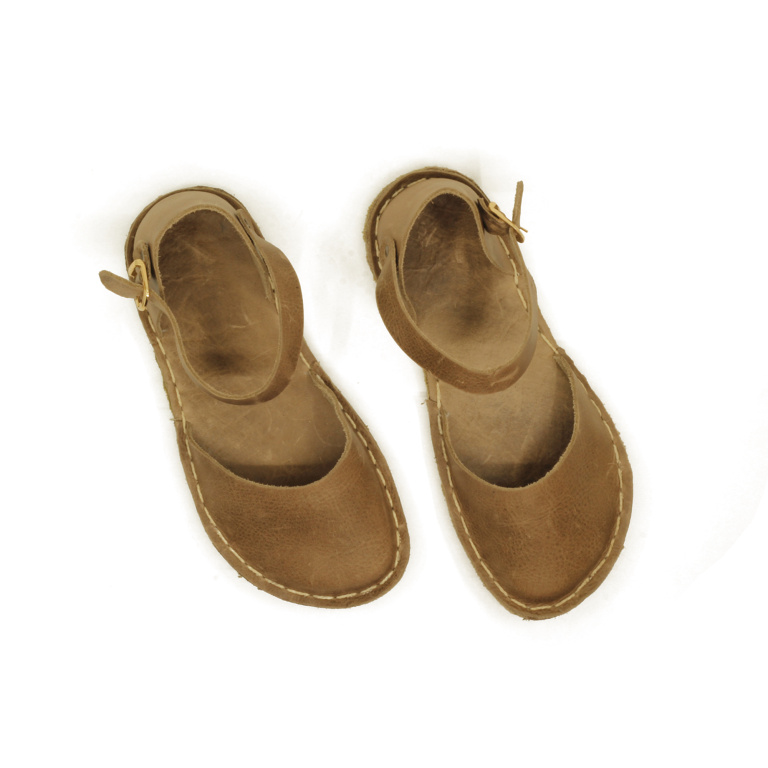 El Yapımı Barefoot Yalınayak Kadın Deri Sandalet Model, Bej - Görsel 4