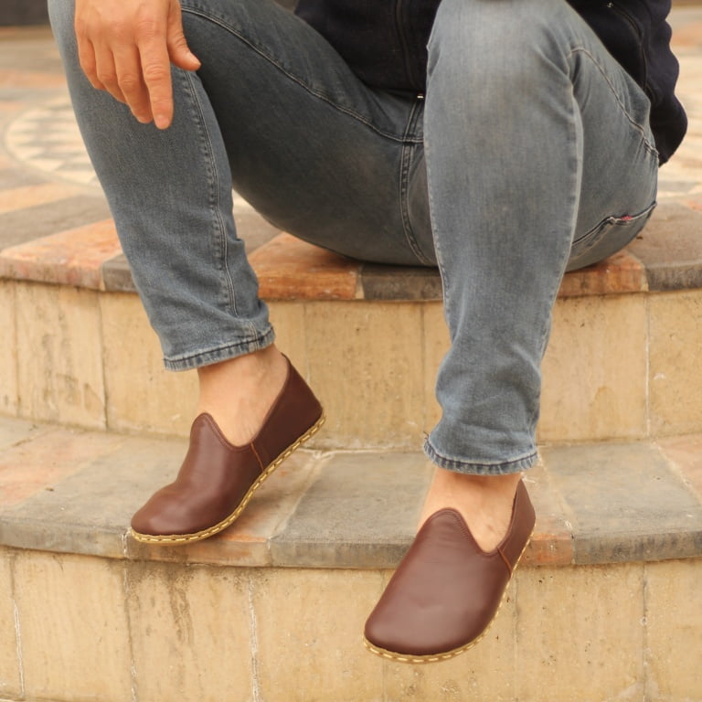 El Yapımı Barefoot Yalınayak Erkek Deri Klasik Model, Fındık Kahve - Görsel 3