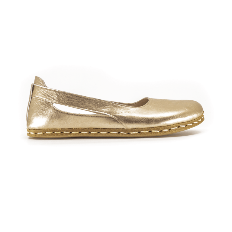El Yapımı Barefoot Yalınayak Kadın Deri Beril Model, Gold - Görsel 7