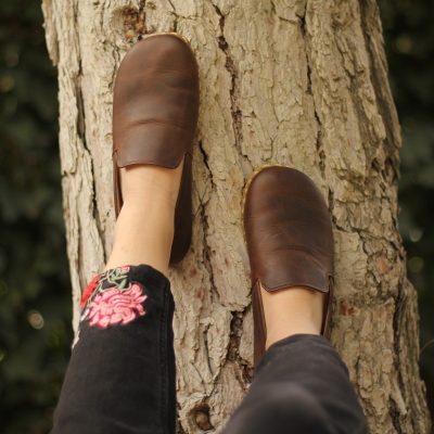 El Yapımı Barefoot Yalınayak Kadın Deri Taylan Model, Klasik Kahverengi
