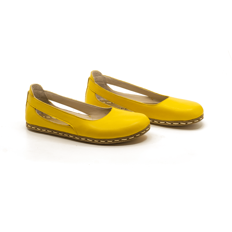 El Yapımı Barefoot Yalınayak Kadın Deri Beril Model, Sarı - Görsel 5
