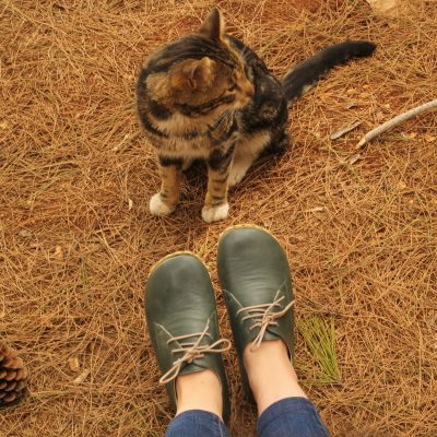 El Yapımı Barefoot Yalınayak Kadın Deri Bağcıklı Model, Petrol Yeşili