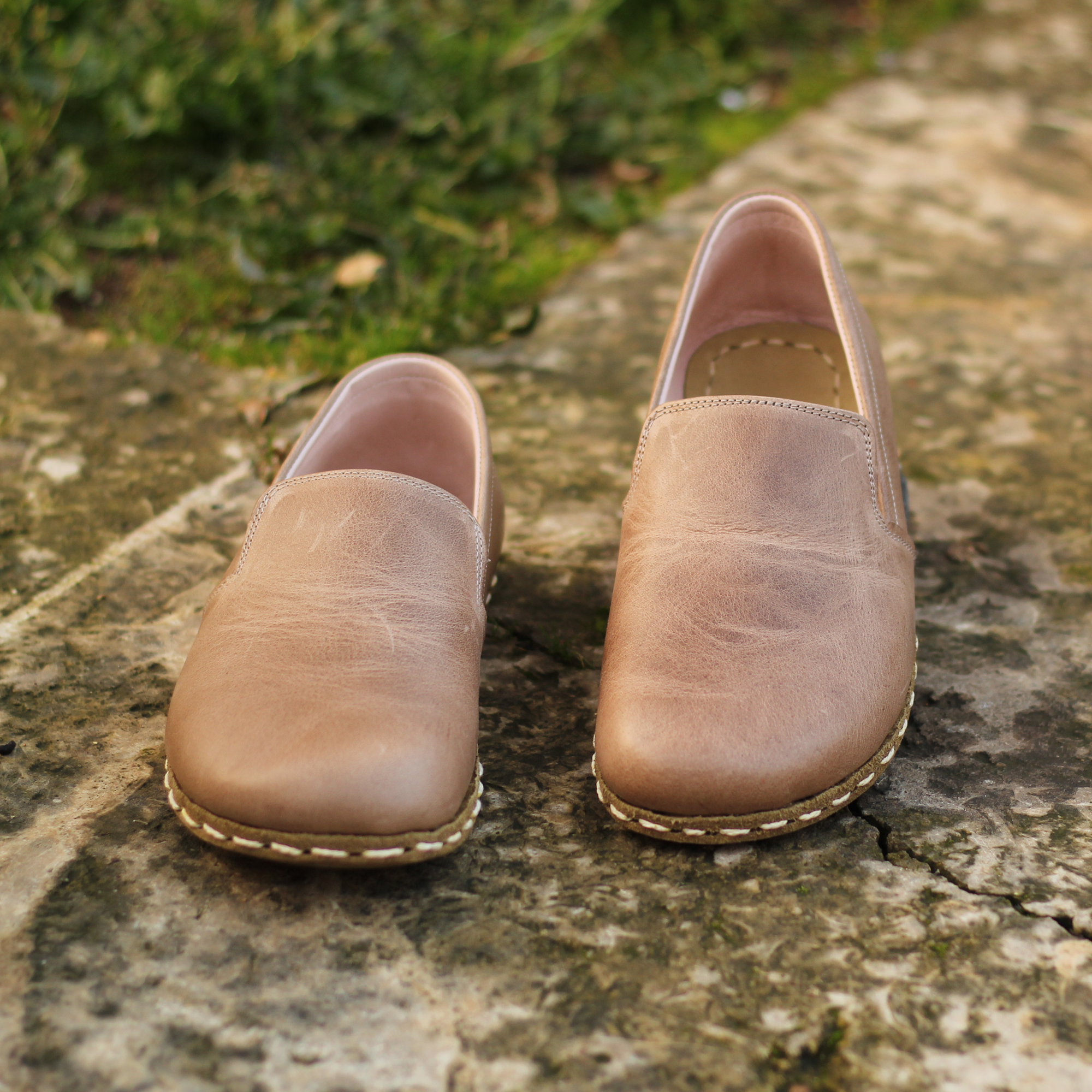 11 El Yapımı Barefoot Yalınayak Erkek Deri Taylan Model, Bej Rengi - Görsel 1