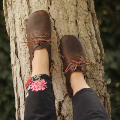 El Yapımı Barefoot Yalınayak Kadın Deri Bağcıklı Model, Klasik Kahverengi
