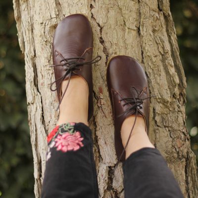 El Yapımı Barefoot Yalınayak Kadın Deri Bağcıklı Model, Fındık Kahve