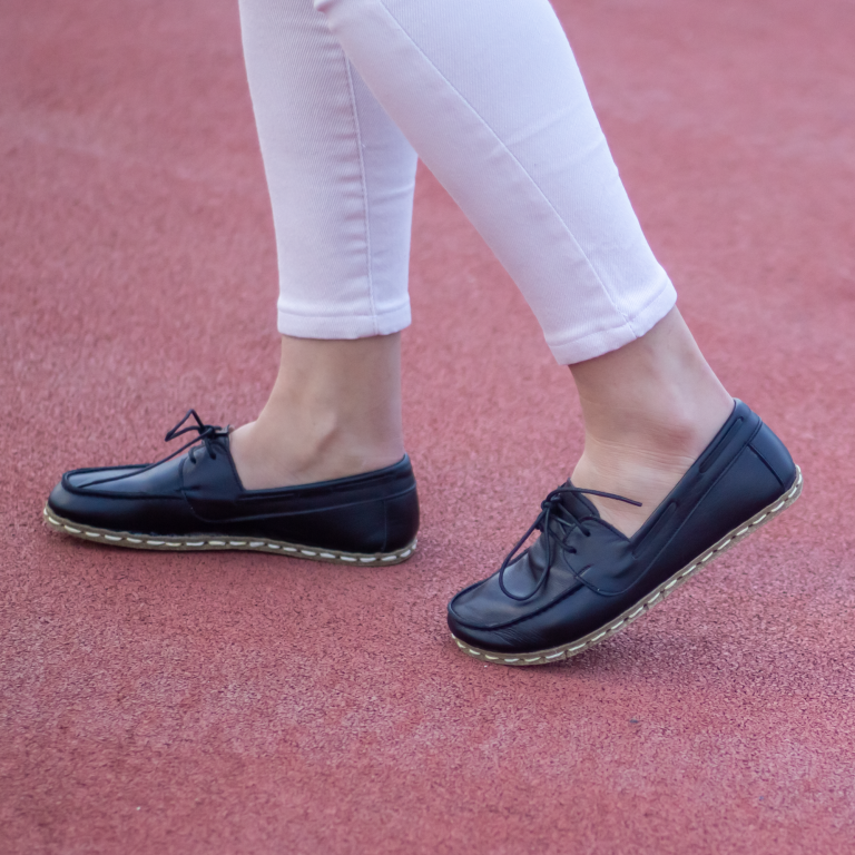 El Yapımı Barefoot Yalınayak Kadın Deri Mellow Model, Siyah - Görsel 2