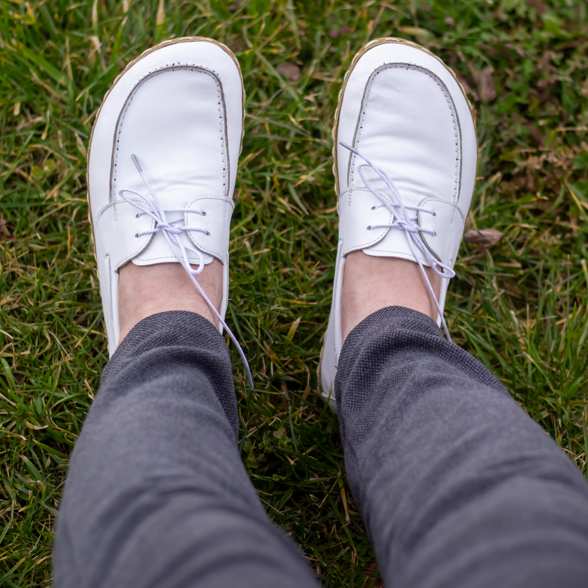 140 El Yapımı Barefoot Yalınayak Erkek Deri Mellow Model, Beyaz - Görsel 1