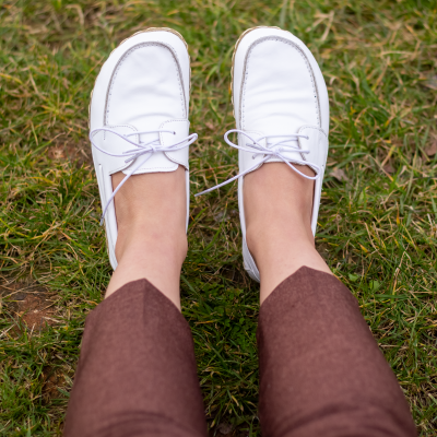 El Yapımı Barefoot Yalınayak Kadın Deri Mellow Model, Beyaz