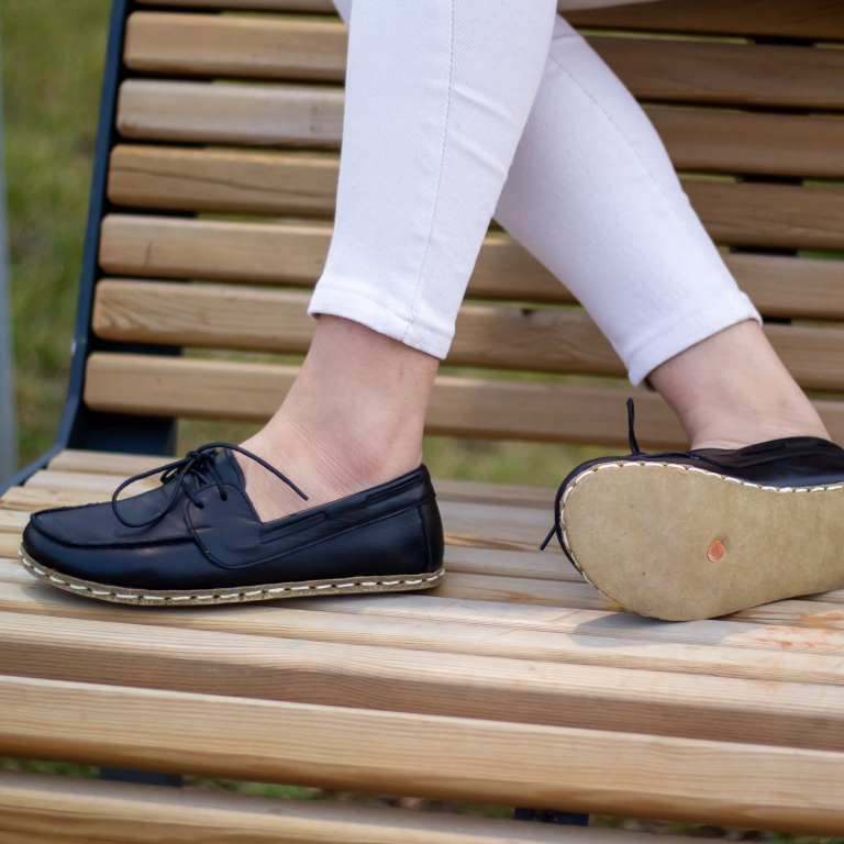 El Yapımı Barefoot Yalınayak Kadın Deri Mellow Model, Siyah - Görsel 5