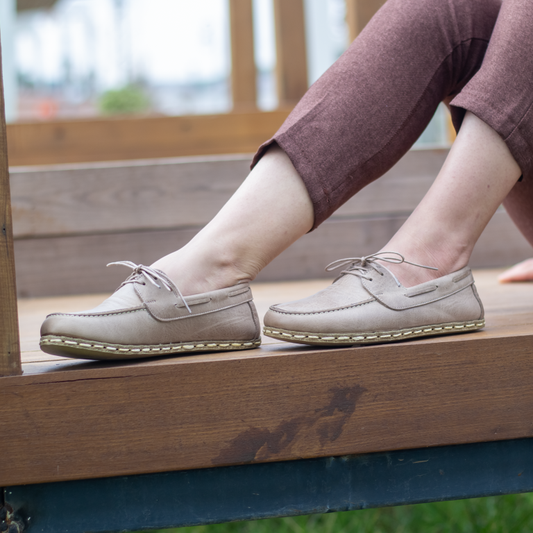El Yapımı Barefoot Yalınayak Kadın Deri Mellow Model, Bej - Görsel 2