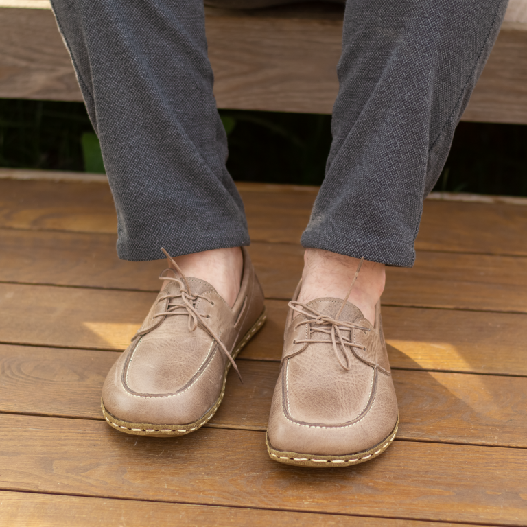 El Yapımı Barefoot Yalınayak Erkek Deri Mellow Model, Bej - Görsel 5