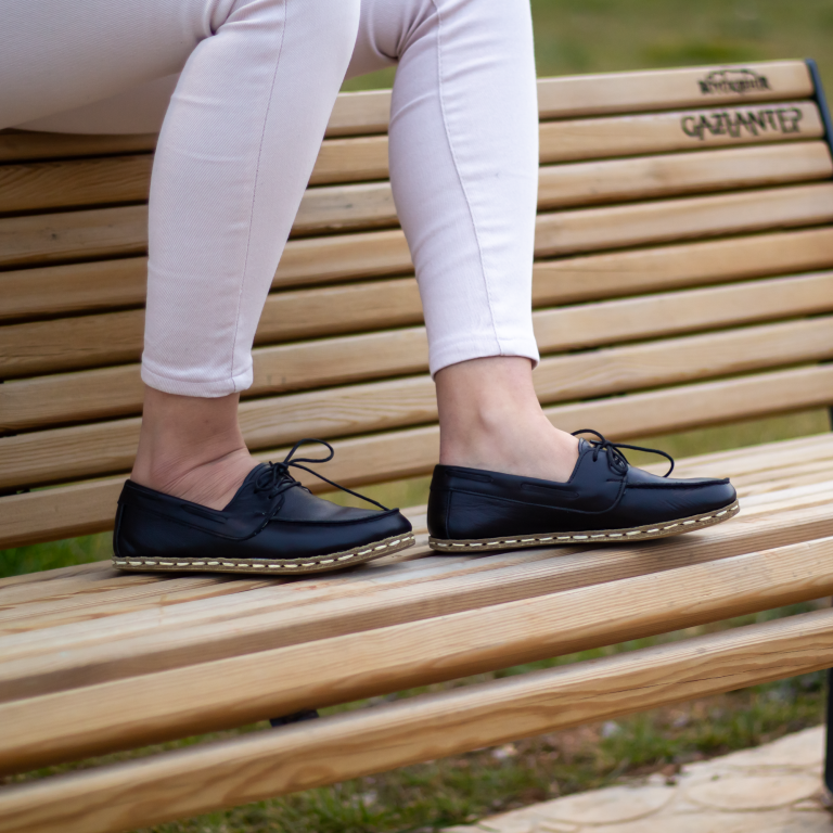 El Yapımı Barefoot Yalınayak Kadın Deri Mellow Model, Siyah - Görsel 6