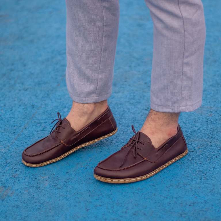 El Yapımı Barefoot Yalınayak Erkek Deri Mellow Model, Fındık Kahve - Görsel 4