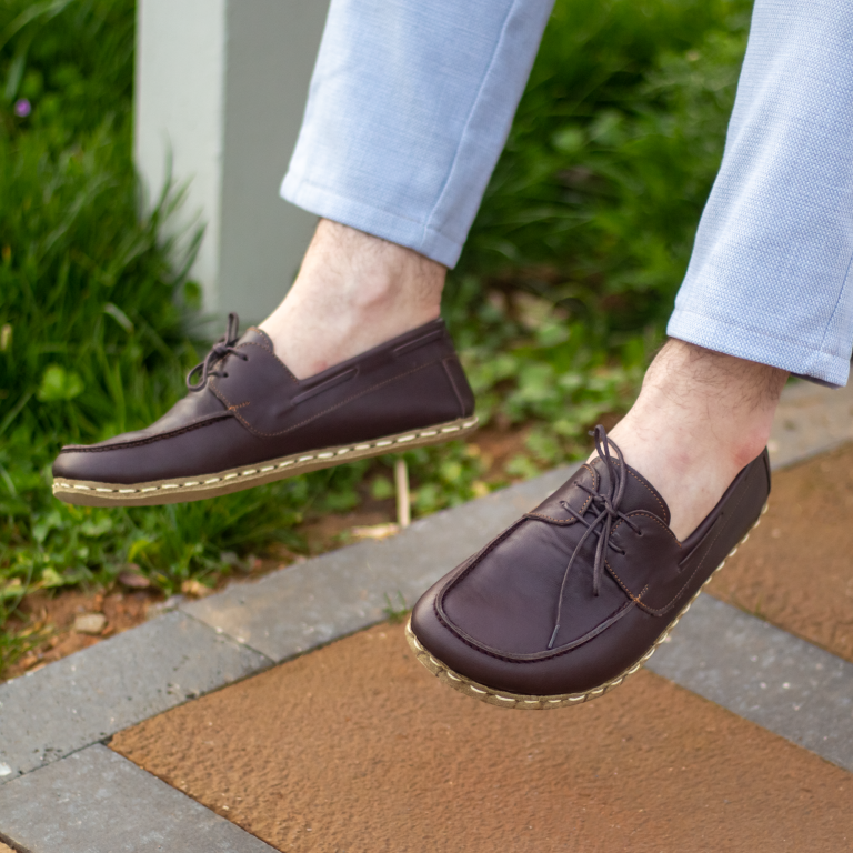 El Yapımı Barefoot Yalınayak Erkek Deri Mellow Model, Fındık Kahve - Görsel 5