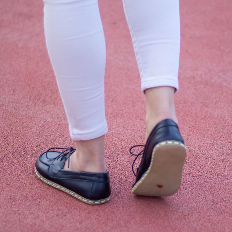 El Yapımı Barefoot Yalınayak Kadın Deri Mellow Model, Siyah - Görsel 3