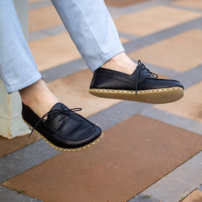 El Yapımı Barefoot Yalınayak Erkek Deri Mellow Model, Siyah
