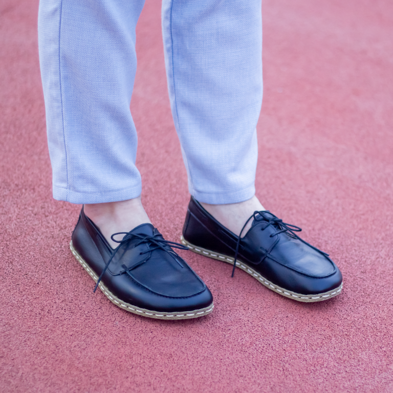 El Yapımı Barefoot Yalınayak Erkek Deri Mellow Model, Siyah - Görsel 4