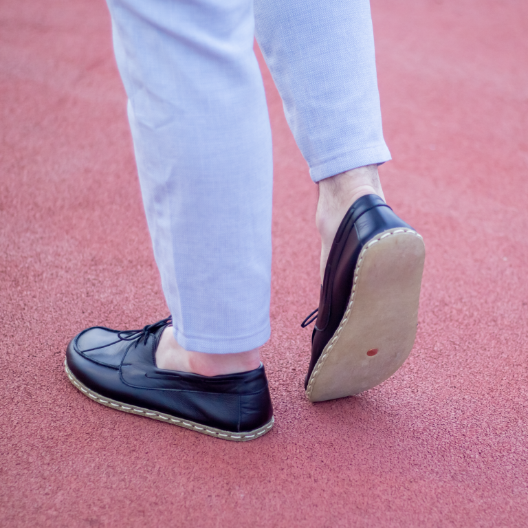 El Yapımı Barefoot Yalınayak Erkek Deri Mellow Model, Siyah - Görsel 2