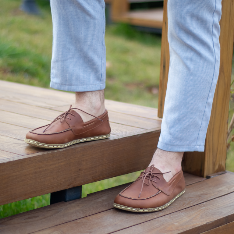 El Yapımı Barefoot Yalınayak Erkek Deri Mellow Model, Crazy Kahve - Görsel 3