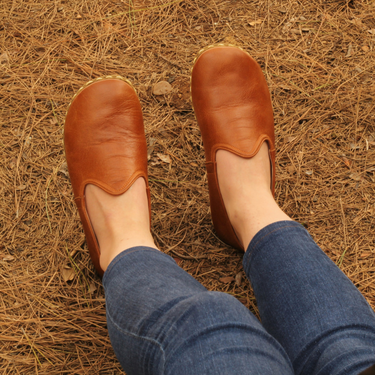 El Yapımı Barefoot Yalınayak Kadın Deri Klasik Model, Otantik Kahve - Görsel 2