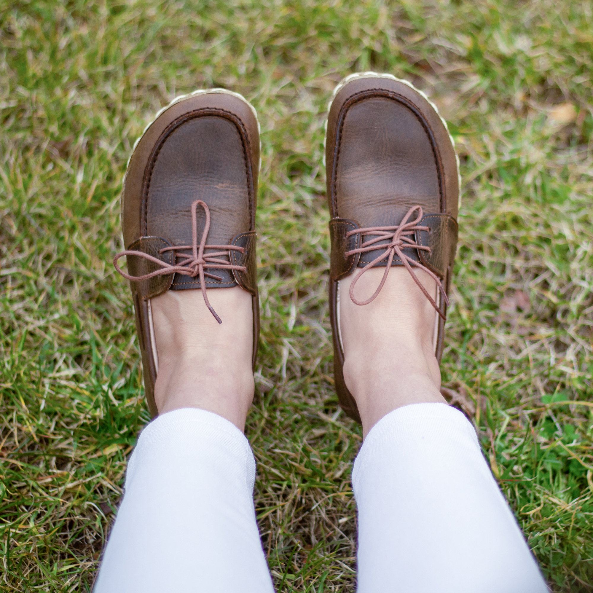 28 El Yapımı Barefoot Yalınayak Kadın Deri Mellow Model, Klasik Kahverengi - Görsel 1