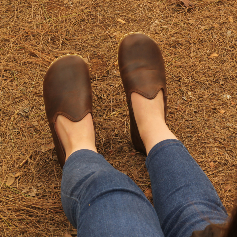 El Yapımı Barefoot Yalınayak Kadın Deri Klasik Model, Klasik Kahverengi - Görsel 5