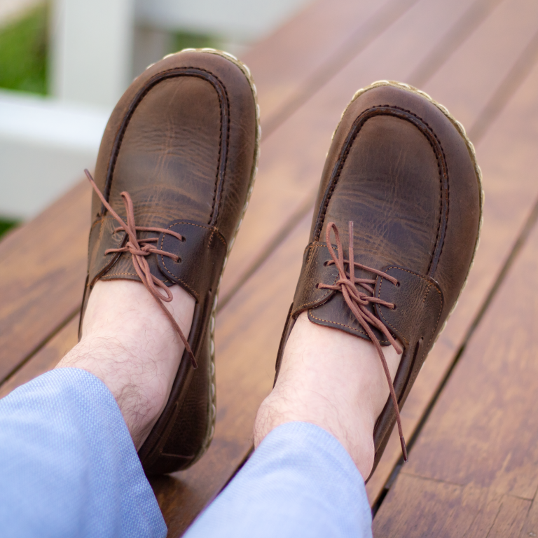 El Yapımı Barefoot Yalınayak Erkek Deri Mellow Model, Klasik Kahverengi - Görsel 2