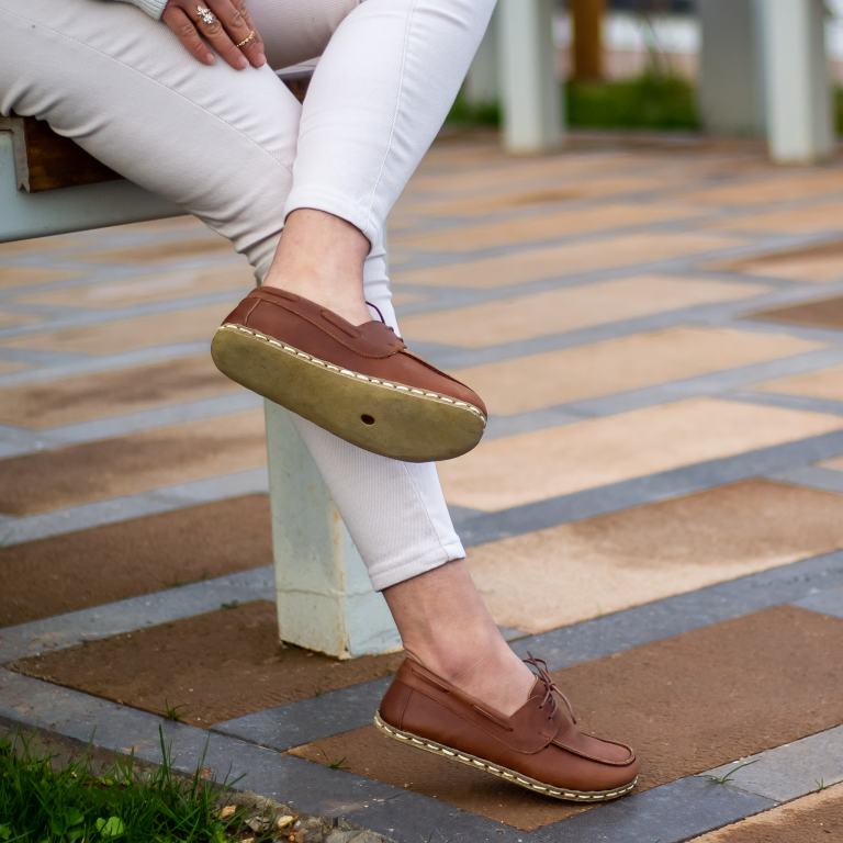 El Yapımı Barefoot Yalınayak Kadın Deri Mellow Model, Crazy Kahve - Görsel 5